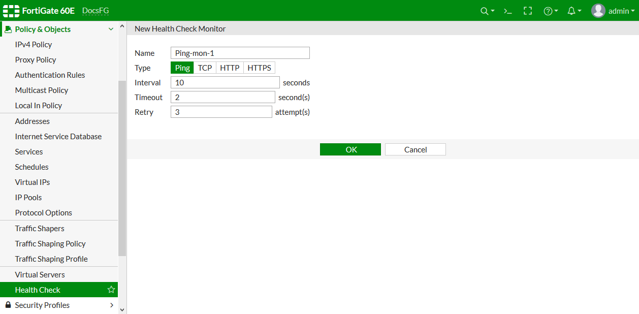 Virtual server FortiGate / FortiOS 6.2.10